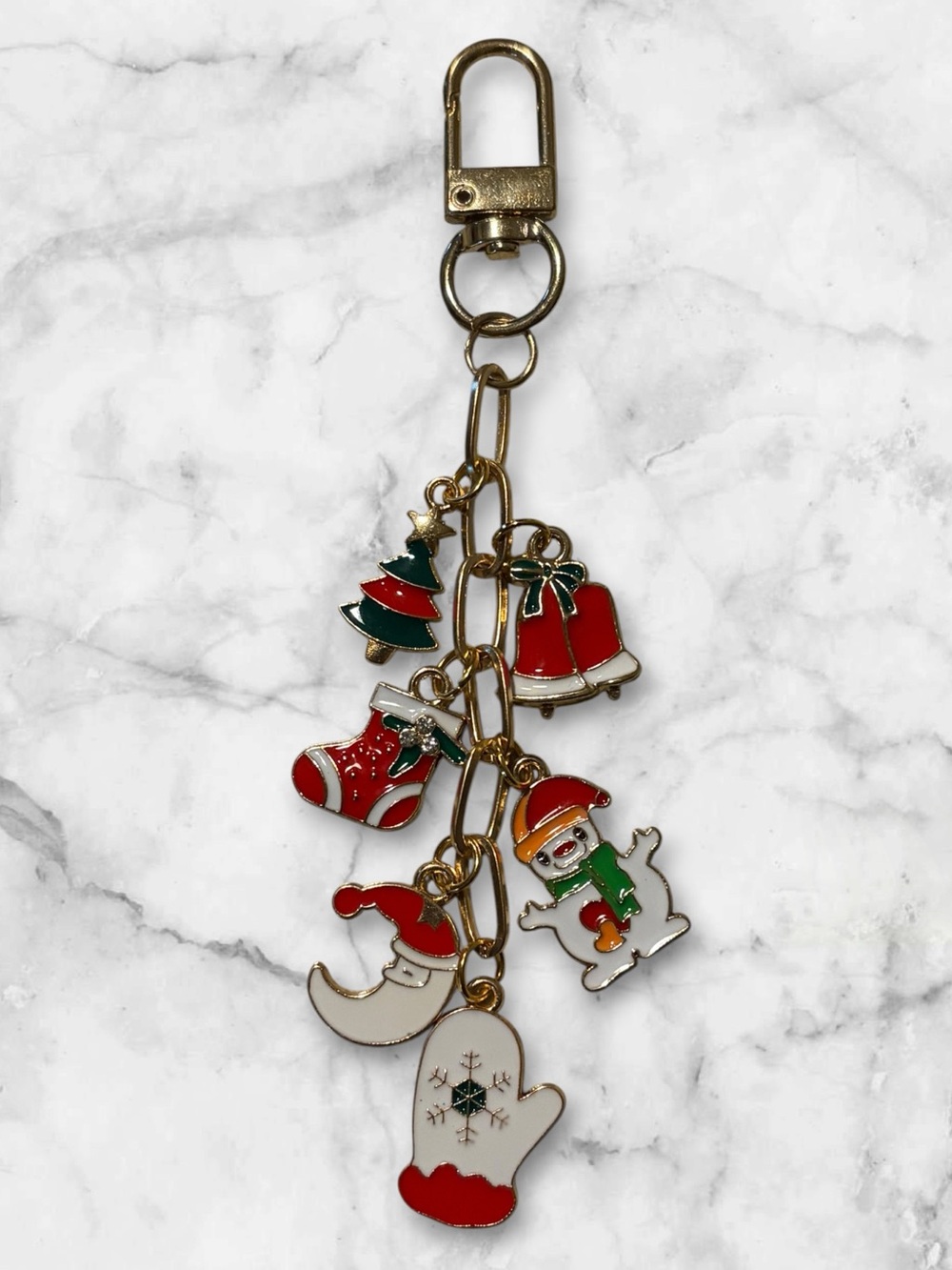 Festive Red and Green Christmas Bag Charm